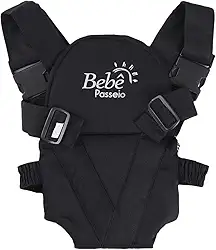 Canguru Carrega Bebê Ergonômico Passeio Suporta Até 15Kg - Preto