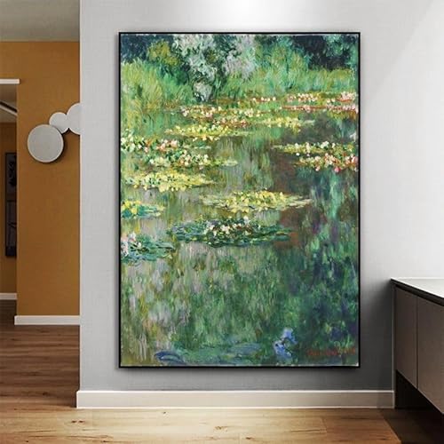 LAJOKING 絵画 モネ ポスター モネ アートボード 大型 油絵 複製画 風景画 インテリア 額入り 風景 玄関 風水 完成品 木枠付き (60x80cm,H)