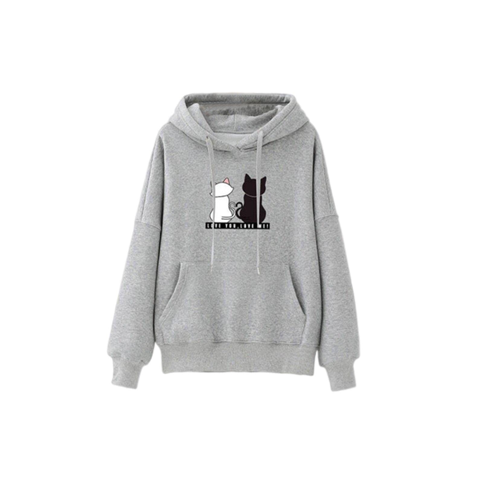 nivaa Women Long Sleeve Hoodie Trendy Casual Hooded Tops Pullover Grey S-picture-30