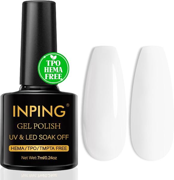INPING Pintauñas Semipermanentes, TPO-FREE HEMA-FREE, Blanco Esmaltes Semipermanentes de Uñas en Gel UV LED Gel Nail Polis Uñas Diy Manicura Nail Art Set, 7 ML