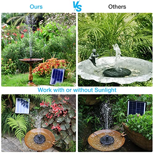 AISITIN Springbrunnen mit 6.5W Solar Panel Eingebaute1500 mAh Batterie Teichpumpe Wasserpumpe Schwimmender Fontäne Pumpe mit 6 Fontänenstile für Garten,Wasserspiele,Vogel-Bad,Teich
