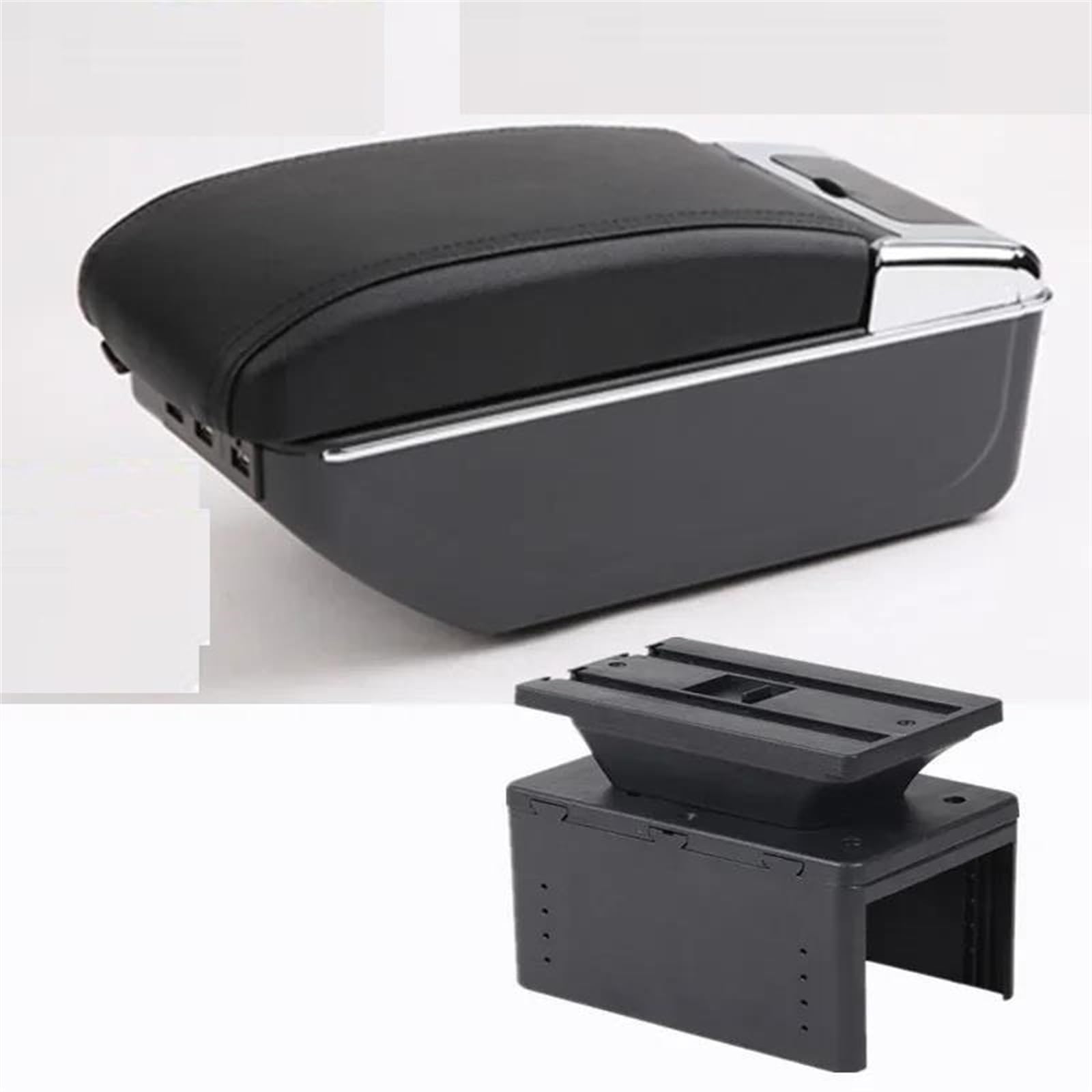 Scatola Bracciolo Con Supporto Multifunzionale Cuscino In PU Accessori Per La Modifica Degli Interni Dell'auto Per TT Coupé Consolle centrale(D black line 7USB)