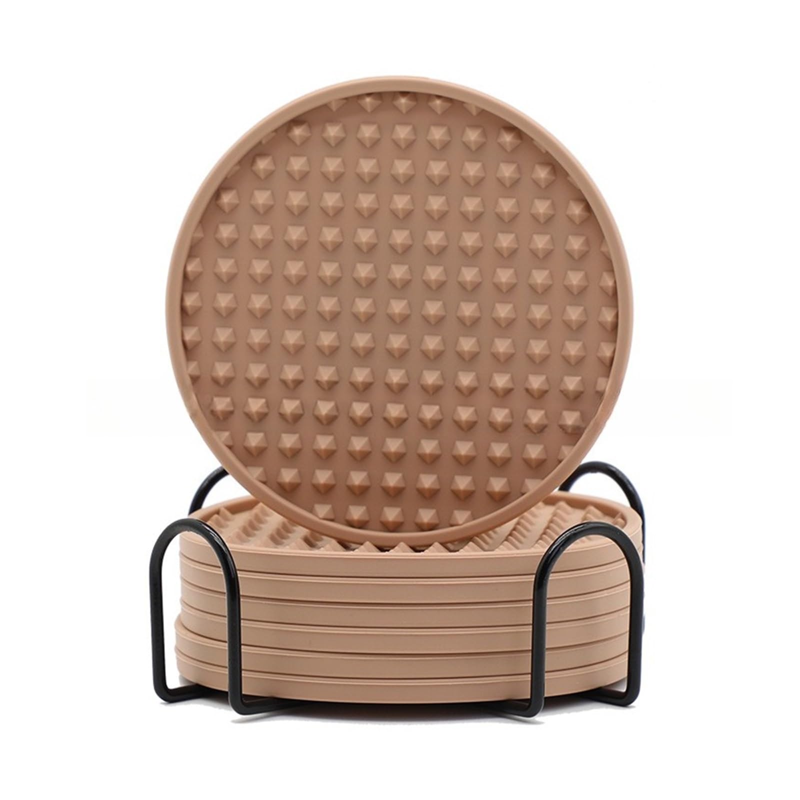 Silicone Coaster 6PC Silicone Drink Coasters With Holder, Outdoor Cup Mat For Hot Or Cold Drinks, Coffee Thickened, Non-Slip(4)