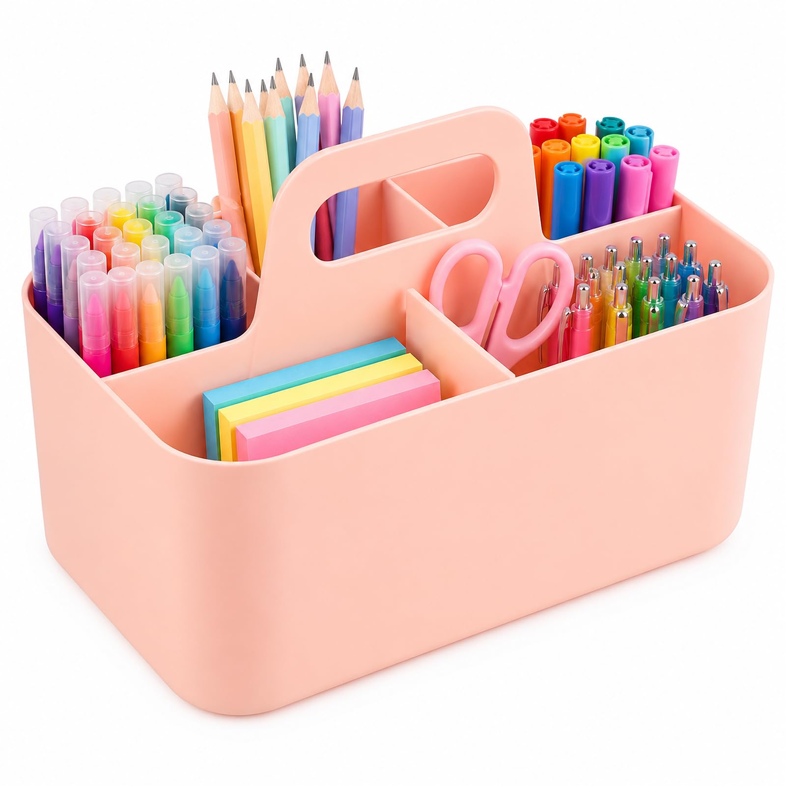 Esyhomi Multipurpose Caddy Organizer, Stackable 5 Slots Desk Caddy, Portable Pen Storage, Art Organizers with Handle, Desk Storage for Pens, Pencils, Cleaning Supplies