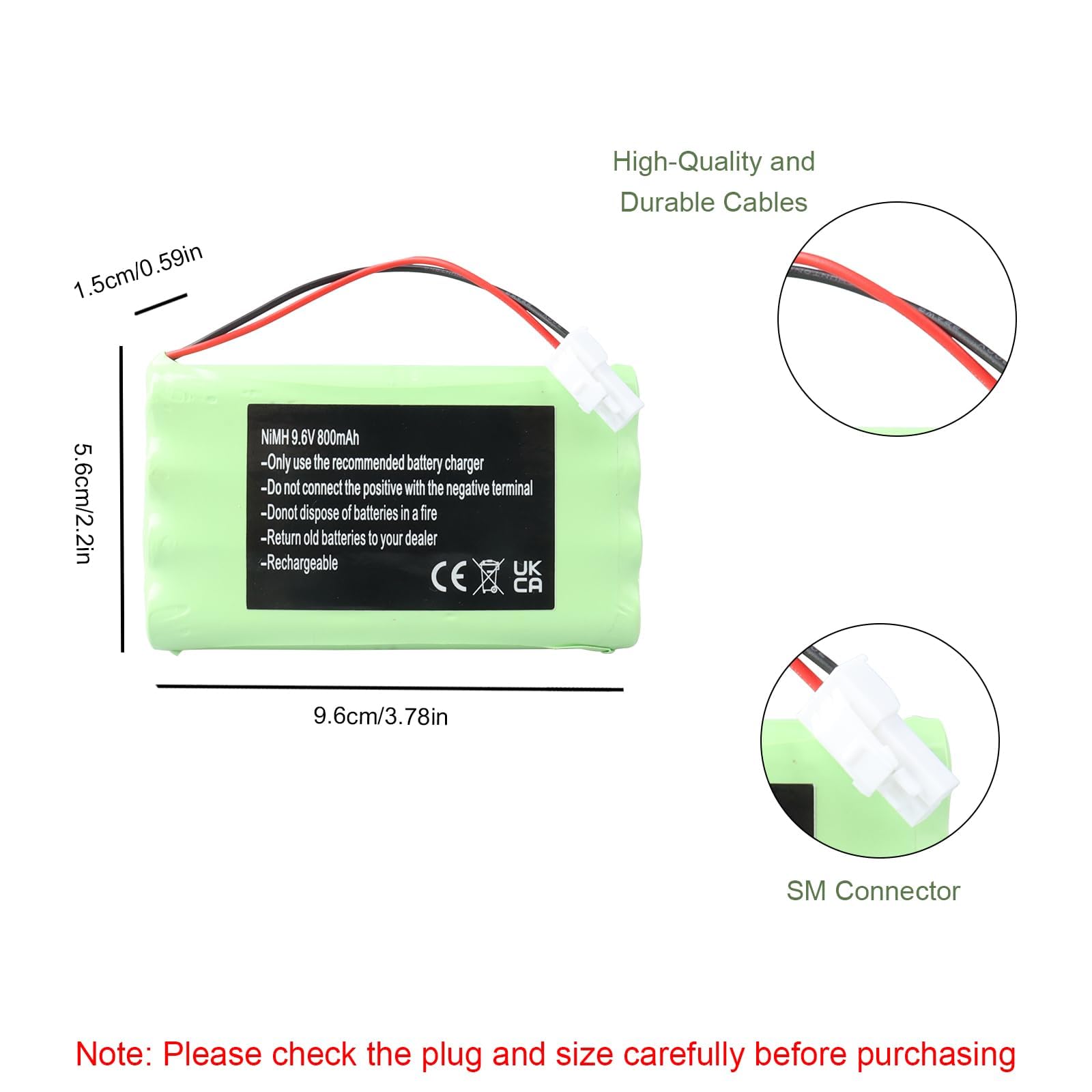 Batterie MXJFYY 9,6 V 800 mAh 2400720 pour Somfy M3 HR15/51, Moteur de Portail et de Porte de Garage, opérateur de Portail battant et Moteurs Freevia, GDK, SGA et SGS, Somfy Elixo 500 3S IO/GDK 3000