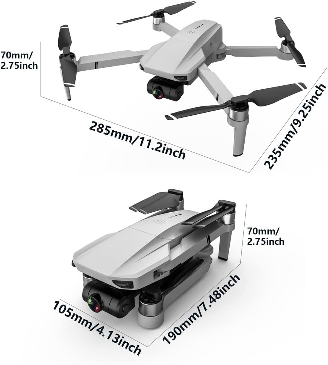 Avión de Control Remoto Plegable GPS 4K HD cámara aérea Drone Cámara con cardán de 2 Ejes for fotografía aérea Profesional antivibración sin escobillas Quadcopter (Size : 1 Battery)