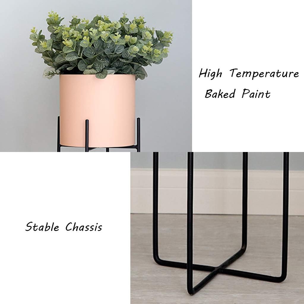 Plant Pot Metal Holder Flower Rack Outdoor Garden Patio Display Shelf Living Room Bedroom Office Decor Stand Indoor Iron Art Herb Bonsai Rack- Pink(L)