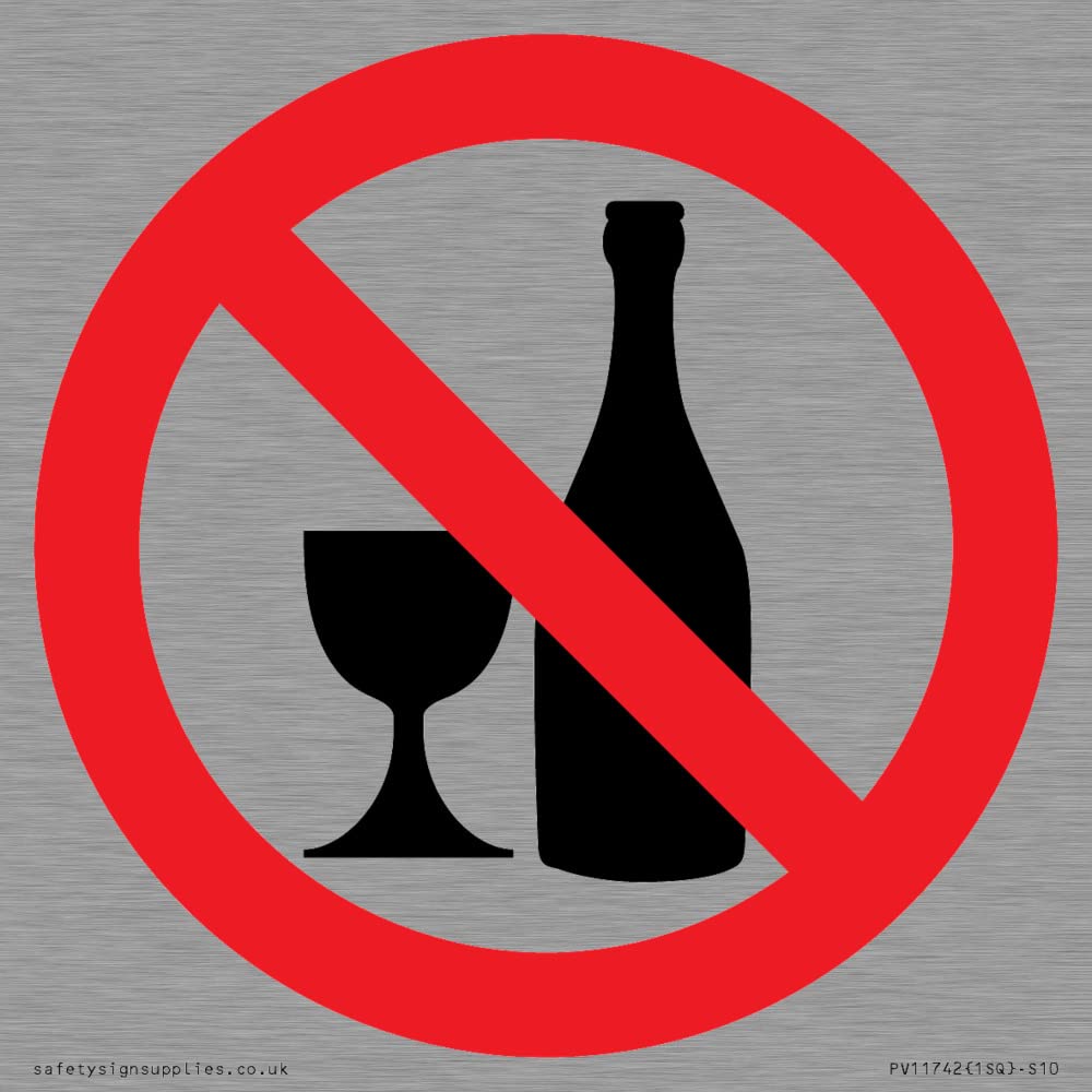 Prohibition: No alcohol Sign - 100x100mm - S10