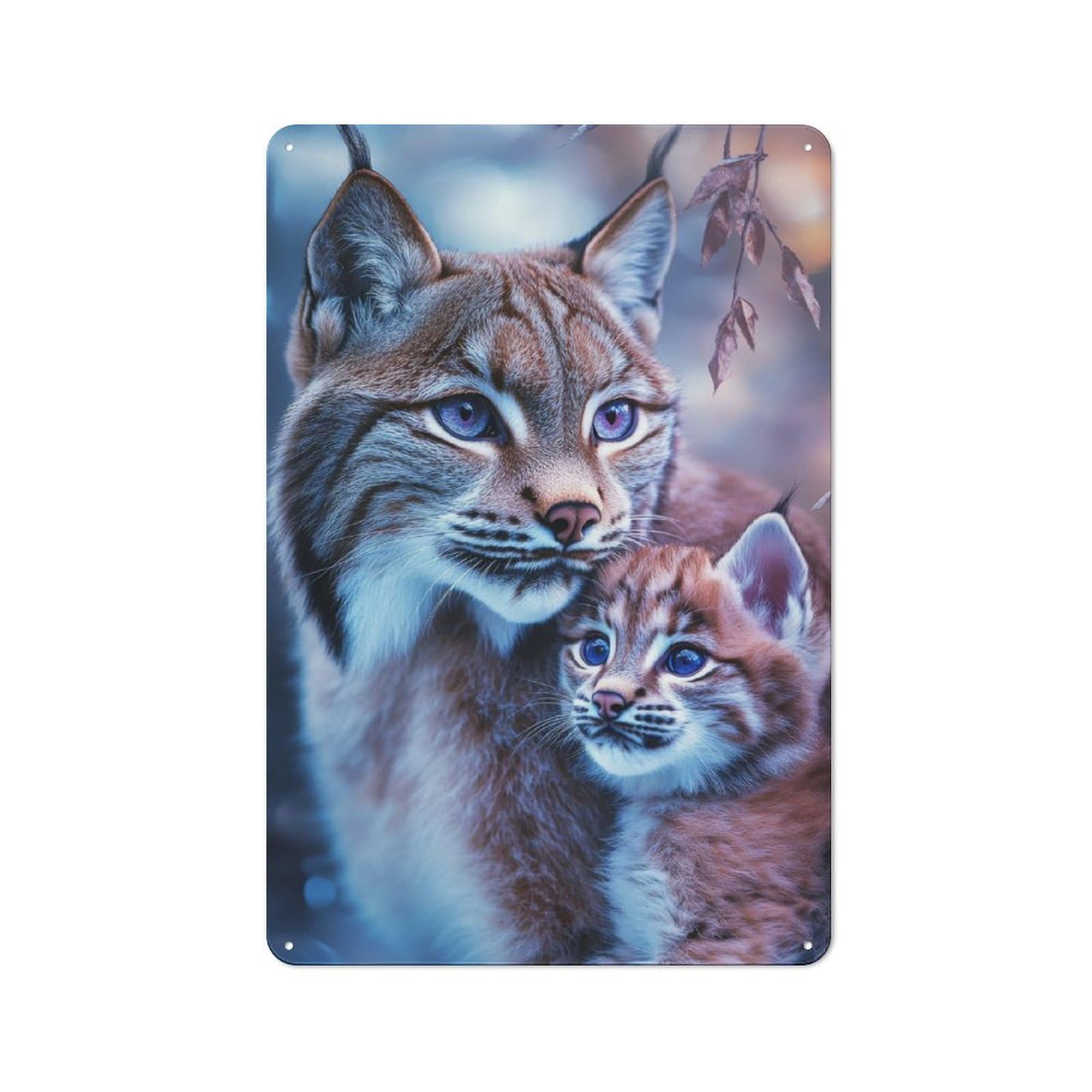 Junmoney Lynx Mother And Cub Retro Metal Wall Sign 30X20cm With For Bar Or Restaurant, A Housewarming Gift For Hospitality Decor Collectors
