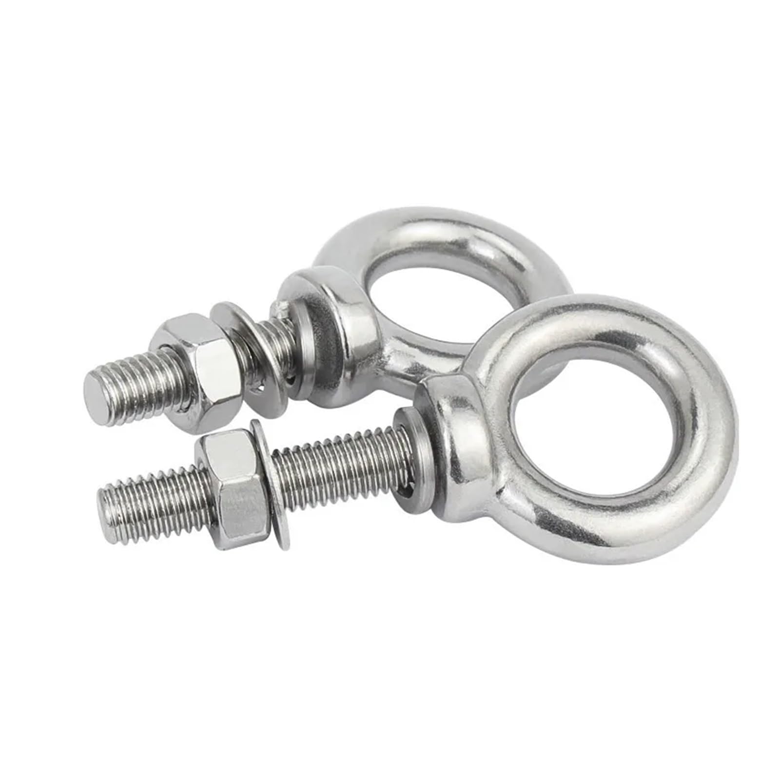 Pernos de Ojo de Acero CáNcamos Juego de pernos ojo anillo M3 M4 M5 M6 M8 con arandelas y tuercas retención, extendidos acero inoxidable 304, tornillos elevación marino(M3x15mm 2sets)