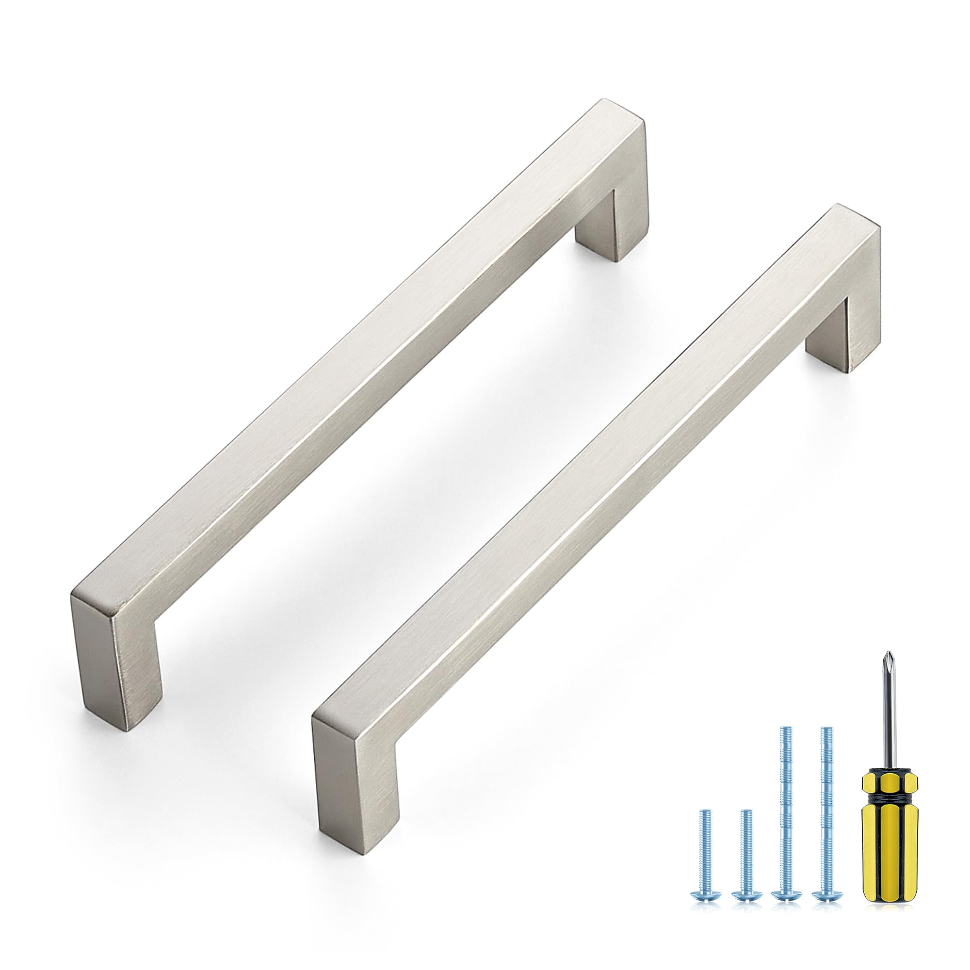 Ravinte Brushed Nickel Square Pulls Cabinet Handles,6-1/4 Inch,20 Pack