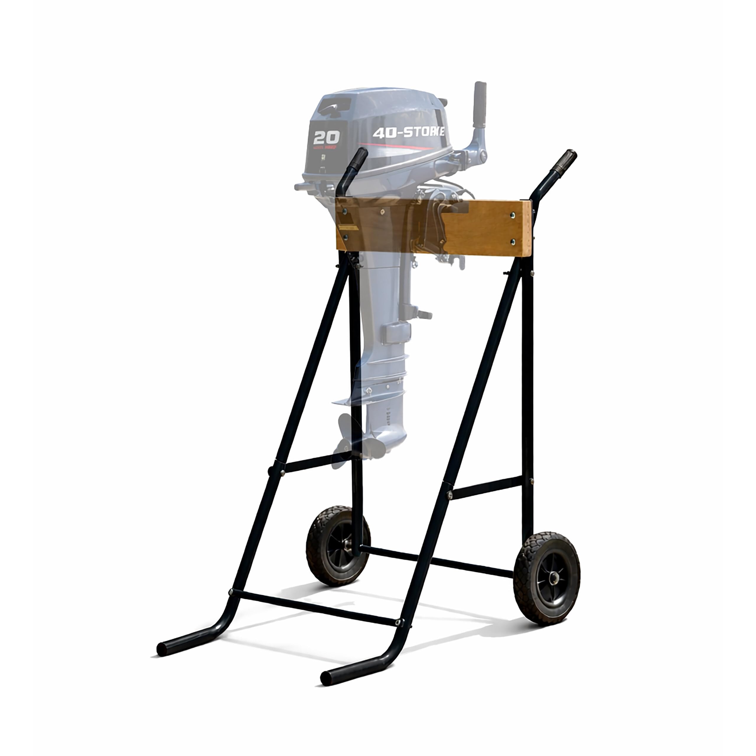 Relaxdays Supporto per Motore Fuoribordo, Nero | Carrello per il Trasporto e lo Stoccaggio, in Acciaio, fino a 100 kg