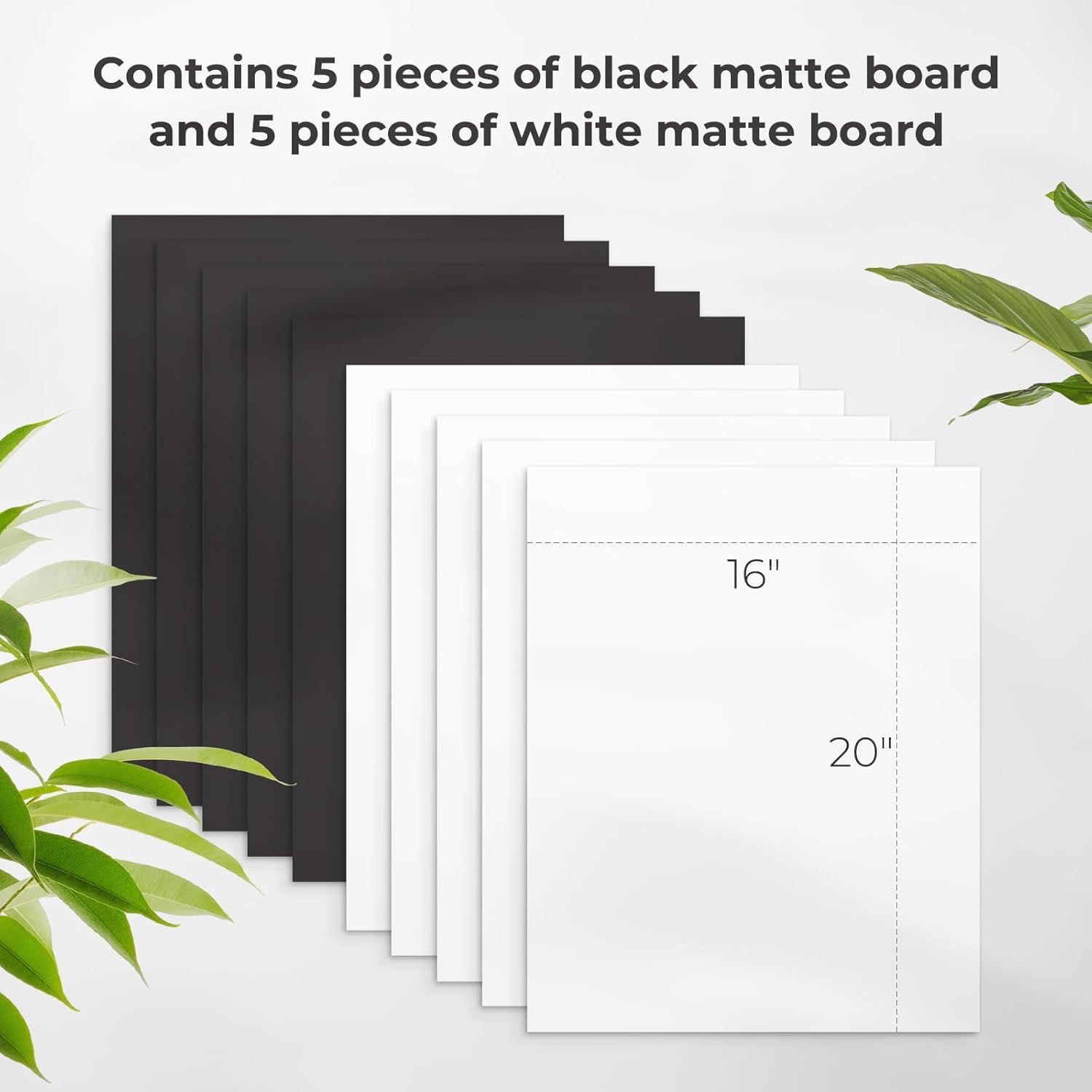 AUEAR, Pack of 10 16x20 Uncut Picture Mat Boards, White and Black Colors Backing Matte Boards for Frame, Print, Artwork, Picture - Image 2