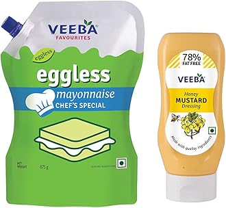 Veeba Eggless Mayonnaise Pouch, 875g & Honey Mustard Dressing, 300g