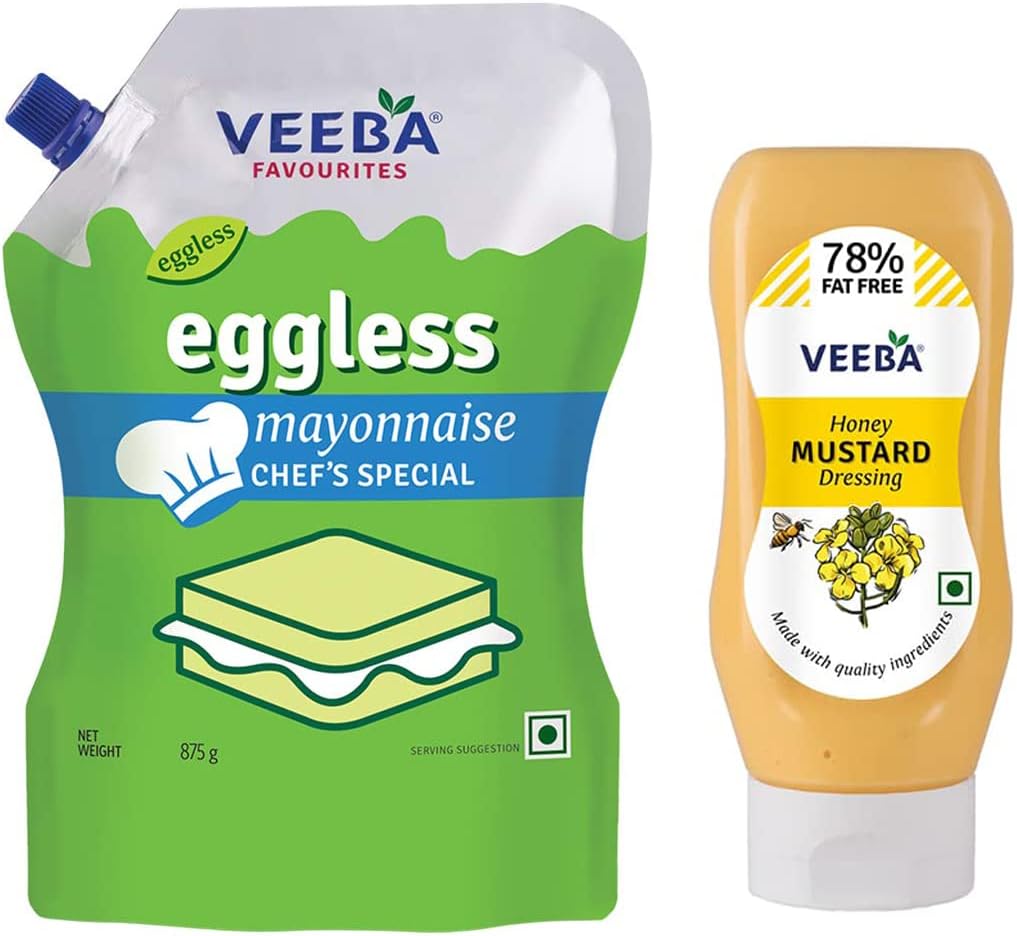 Veeba Eggless Mayonnaise Pouch, 875g & Honey Mustard Dressing, 300g