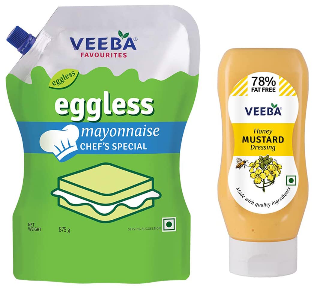 Veeba Eggless Mayonnaise Pouch, 875g & Honey Mustard Dressing, 300g