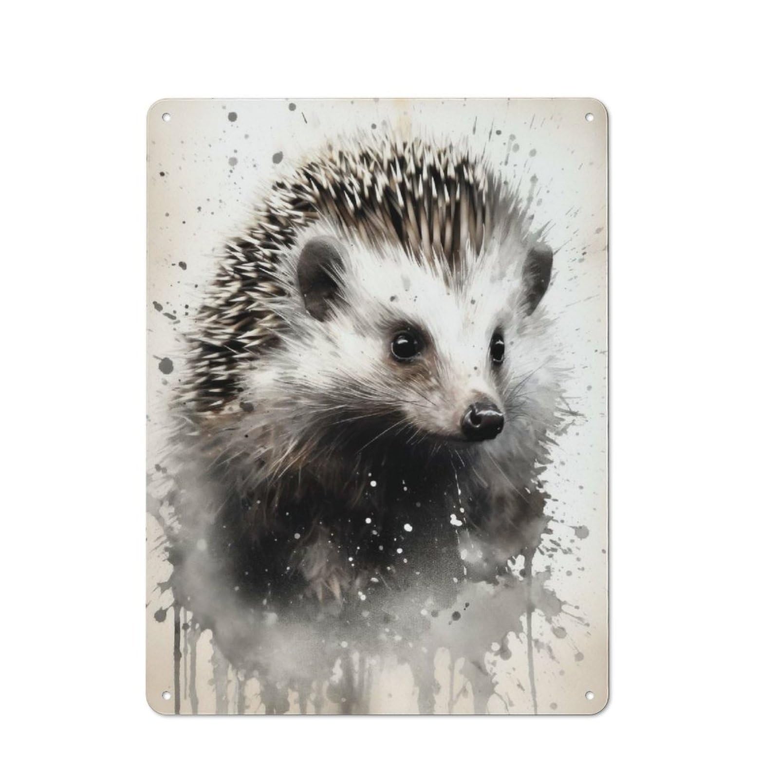 Junmoney Hedgehog Beauty Watercolor Rustic Metal Sign 40X30cm For Lounge Or Reading Corner, For Reading Corner Decorators