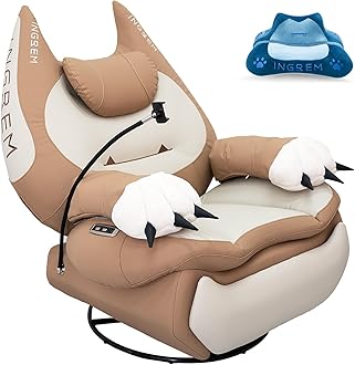 INGREM Smart Recliner with Adjustable Settings, Voice-Activated Home Theater Gaming Seat Rocker, Electric Lounge Chair Featuring USB Port ，Phone Holder and Cat Claw Armrest (Leather Orange)
