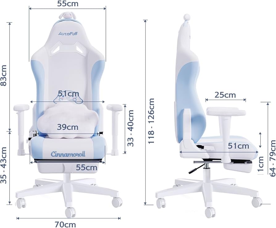 シナモロール椅子6点 シナモロール＆ハローキティのゲーミングチェアで、キュートな