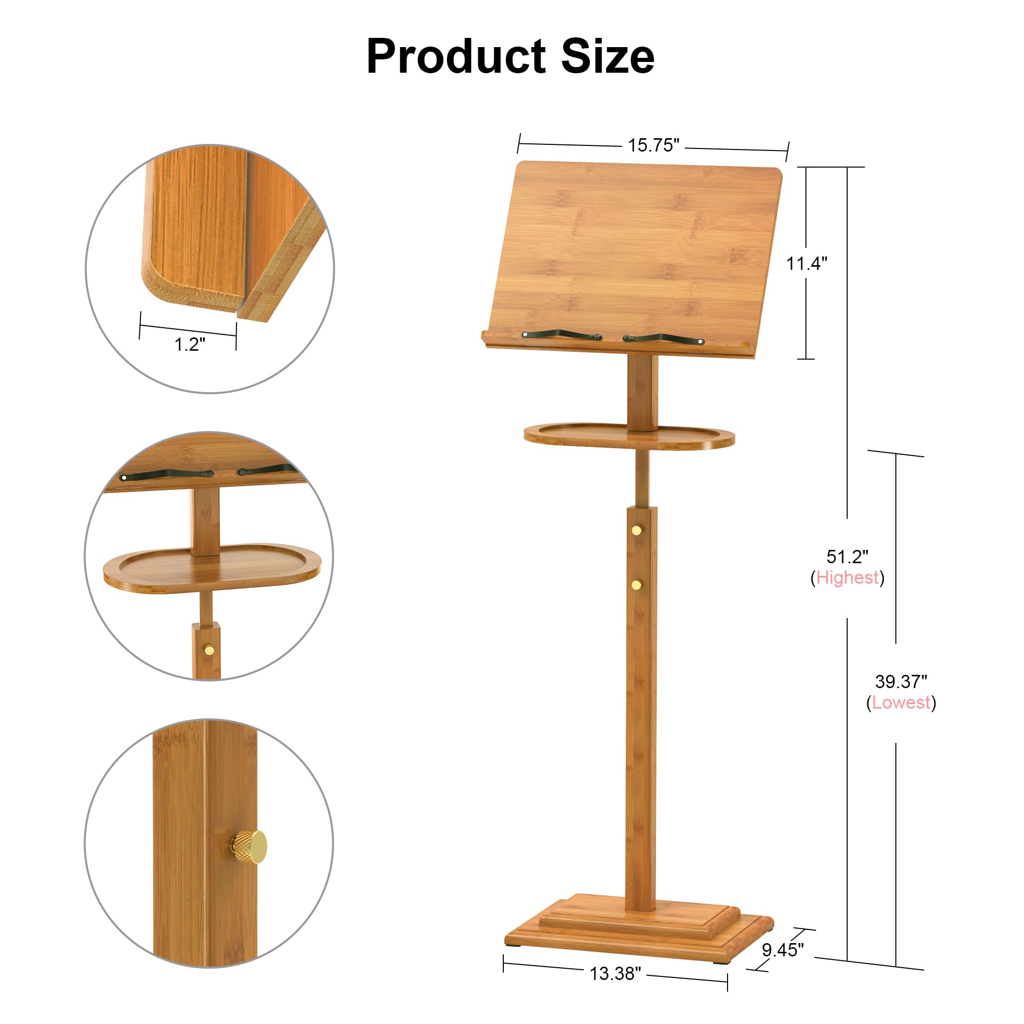 Dexgva Notenstnder fr Noten, Bambus, zusammenklappbar, Notenstnder,  Holz, hhenverstellbar, 100 - 130 cm, fr Dirigent, Rednerpult, Gitarre,  Violine, Klavier: Amazon.de: Musikinstrumente & DJ-Equipment