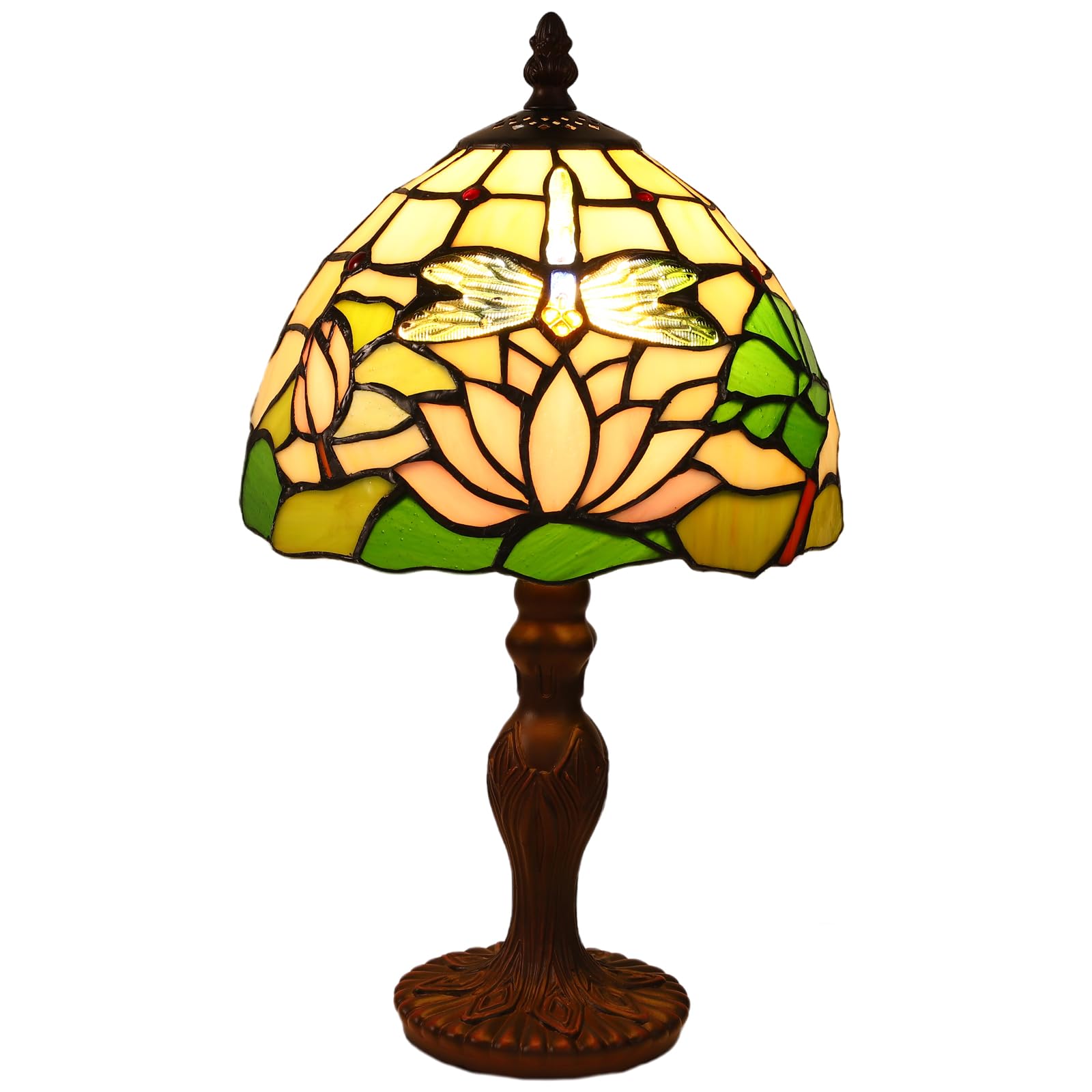 Lampada da Tavolo Tiffany Con Paralume in Vetro Colorato - per Soggiorno, Camera da Letto, Studio e Tavolino da Caffè