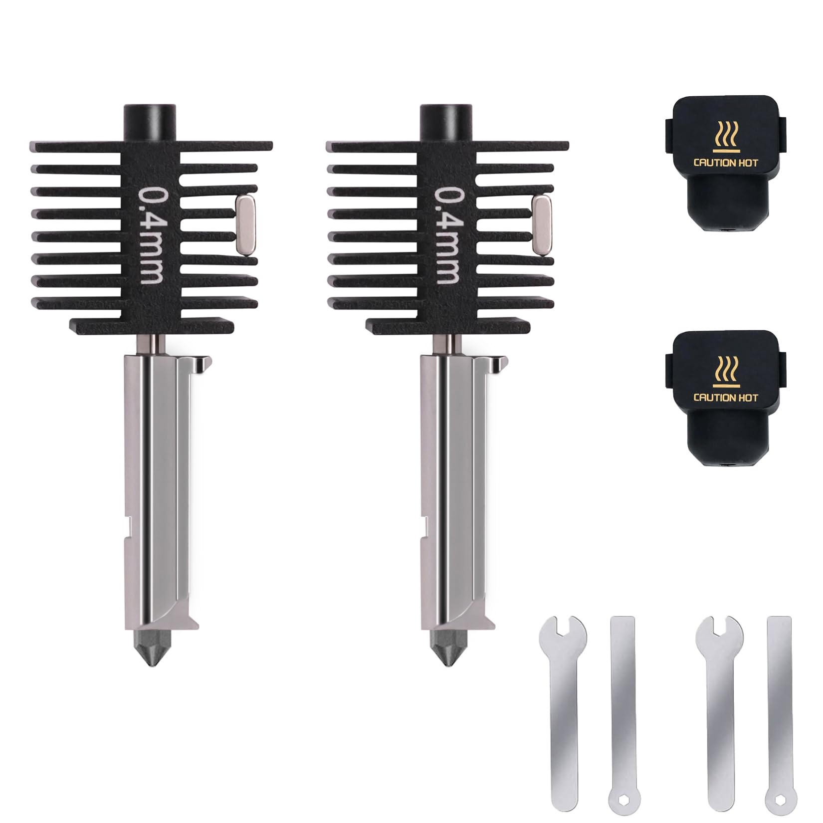 2PCS A1 Mini Upgrade Hotend Kit, 3D Printer Print Head Hot End Heating Block Kit with 0.4mm Hardened Steel Nozzle and Silicone Socks for Bambu Lab A1/