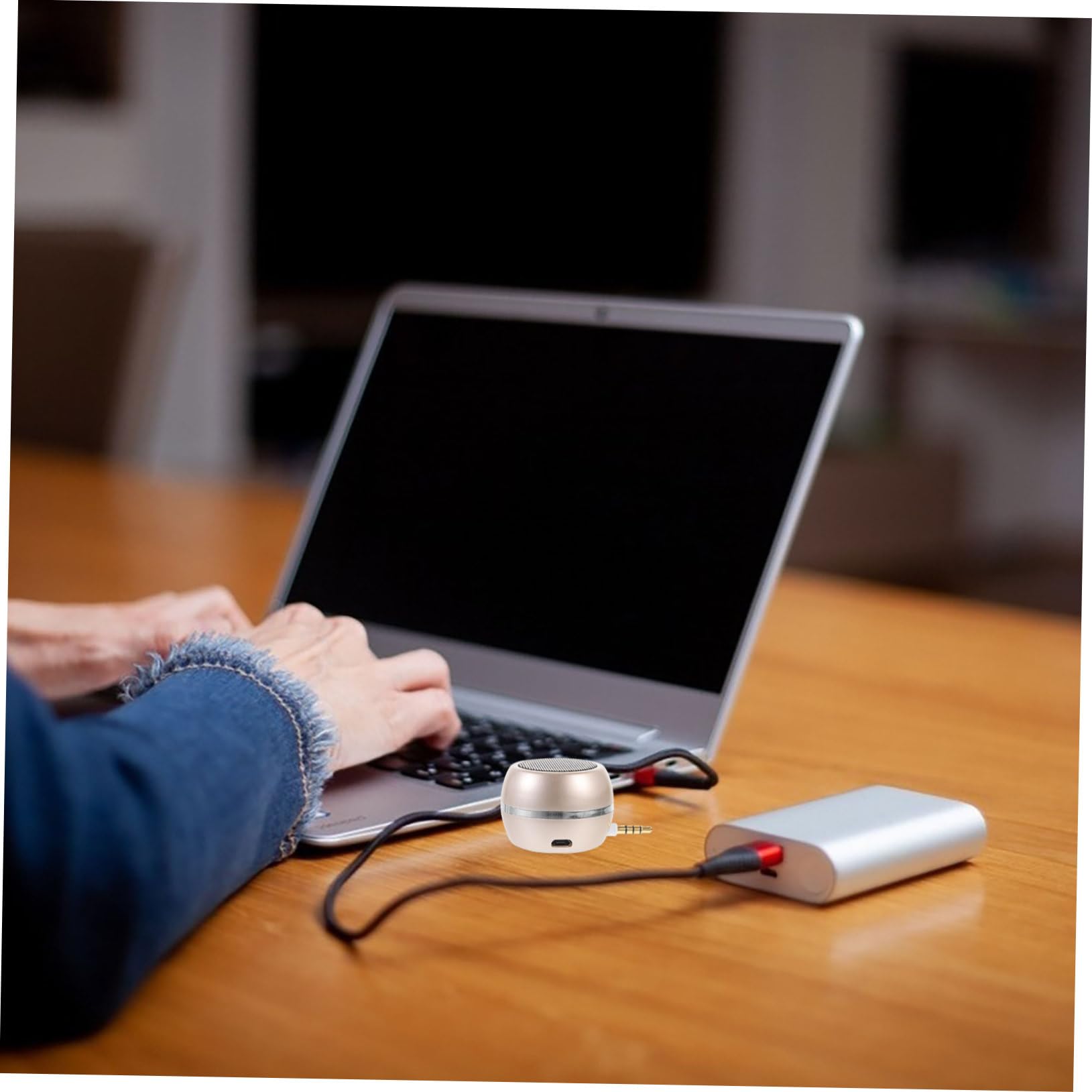 Angoily Wired Speaker with Aux Input USB Rechargeable Portable Loudspeaker for Desktop Use Compact Design for Easy Carrying and High Performance Sound