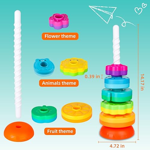 Miniatura 2 de LBAIBB Juguetes giratorios giratorios, juguetes giratorios para bebés, plástico ABS y diseño de arco iris de color, se centran en los juguetes