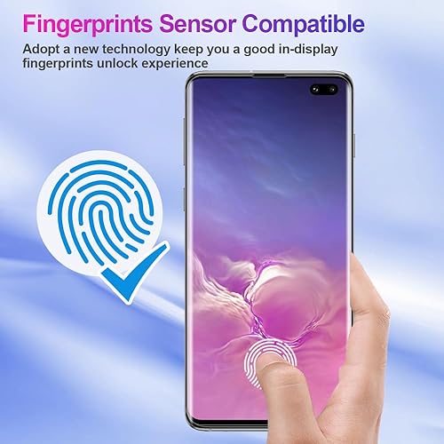 Vista 2 de Alinsea Protector de pantalla compatible con S10 Plus/+ vidrio templado [adhesivo completo] [compatible con sensor de huellas dactilares]