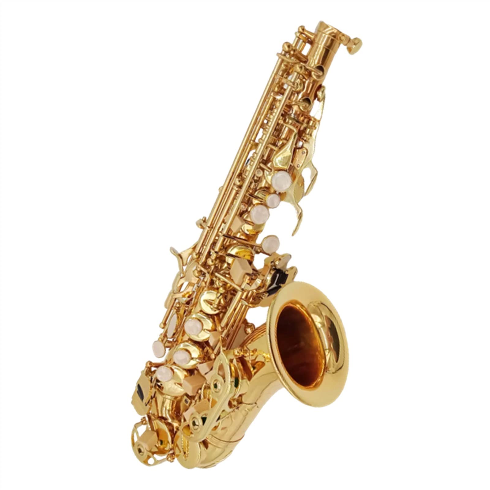 Saxofón Profesional Saxofón Curvo Profesional BB Latón Chapado En Oro Niños Adulto Saxofón Instrumento