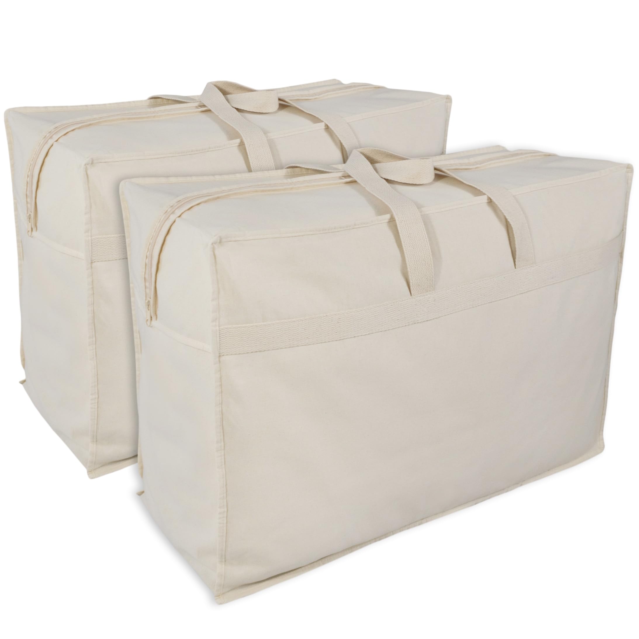 franknatur 2x Aufbewahrungstasche Bettdecken Baumwolle Tasche Aufbewahrung Kleidung Kissen