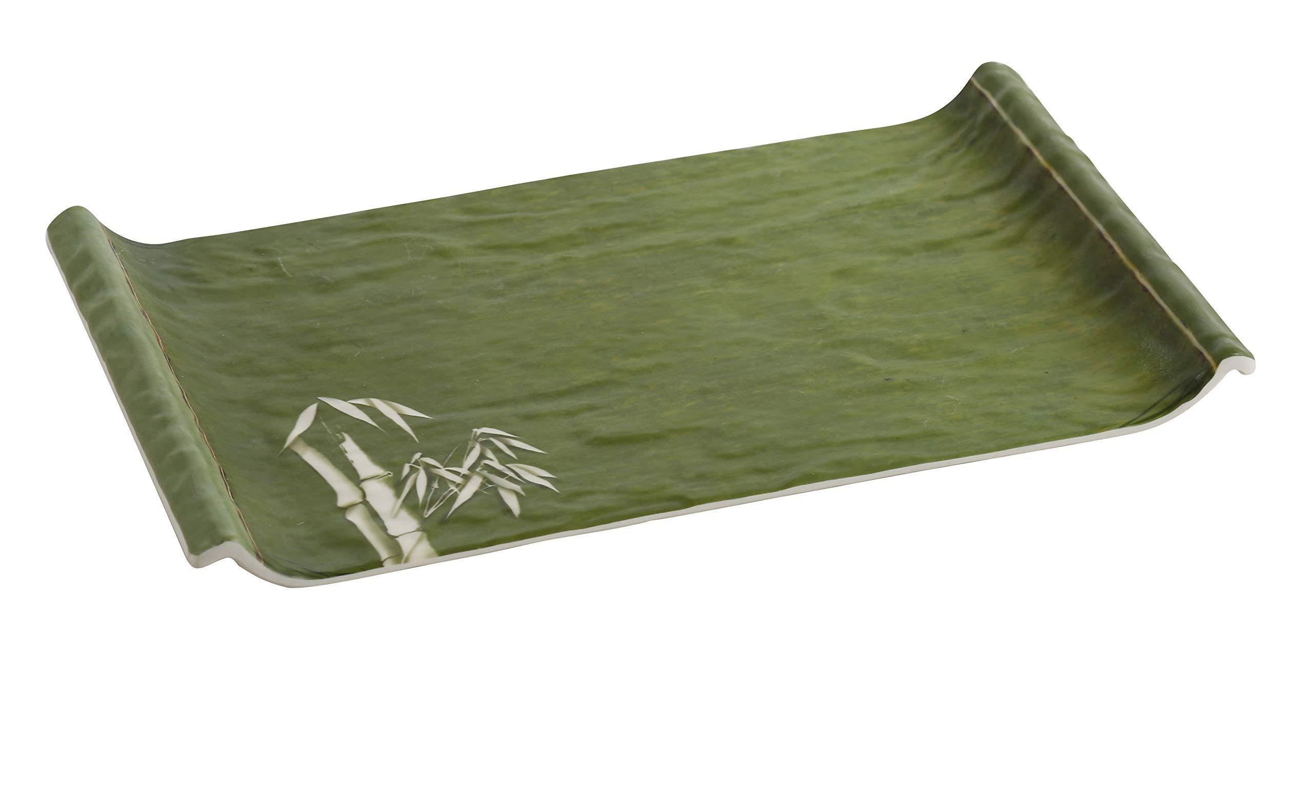 Yanco BA-316 Lot de 12 assiettes en mélamine style bambou 40,6 x 22,8 cm