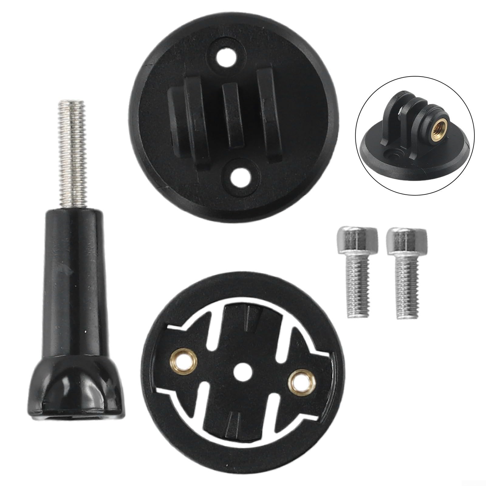 Base adaptador de montaje para Garmin Edge bicicleta ordenador odómetro ligero ABS montaje frontal para cámara o conector de luz con pernos se adapta a la parte inferior fijación segura fácil de
