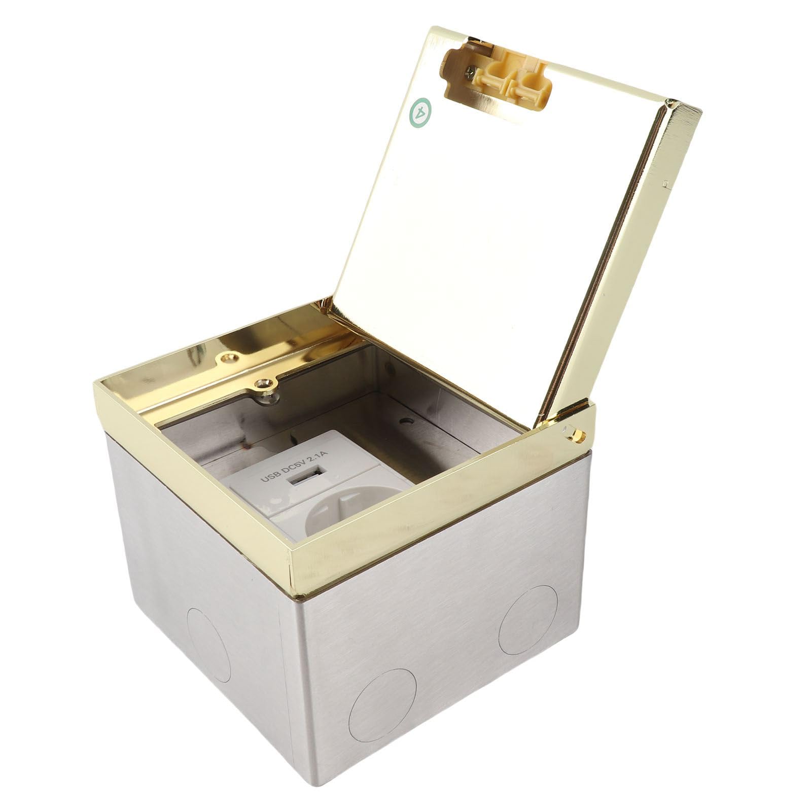 Scatola di Derivazione da Incasso a Pavimento, in Acciaio Inossidabile con Presa a 2 Poli, Porta USB e 4000 W, Ideale per Uso Domestico e in Ufficio