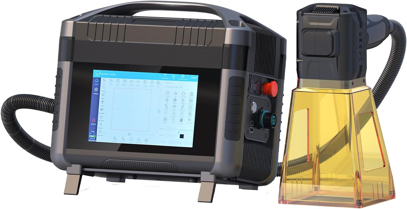 Laser Marking Machine 30W Portable Laser Engraving Machine Lens 100x100mm for Copper, Steel, Leather, Paper, Metal Without battery Class 1 Laser Output Power 0.39mW