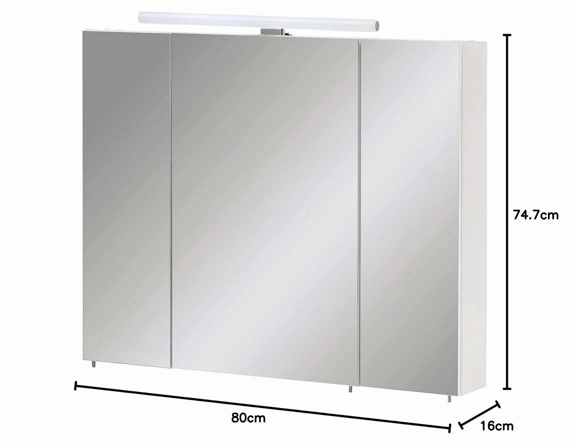 Schildmeyer Spiegelschrank Maxim 155029, mattweiß, 80 x 16 x 74,7 cm