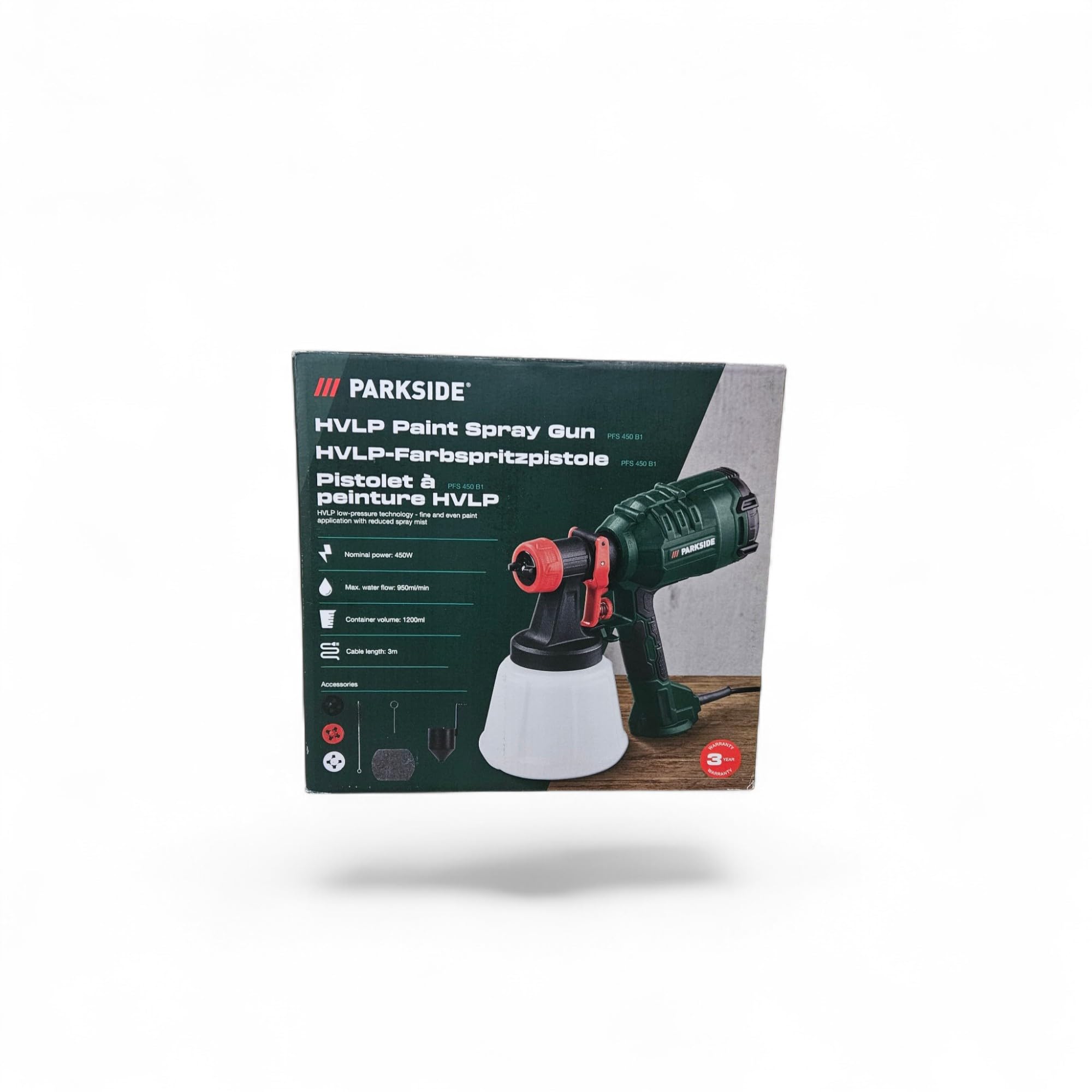 Park Side Pistola A Pittura HVLP PFS 450 - Spruzzatore Elettrico Progetti Parete Soffitto Legno Metallo
