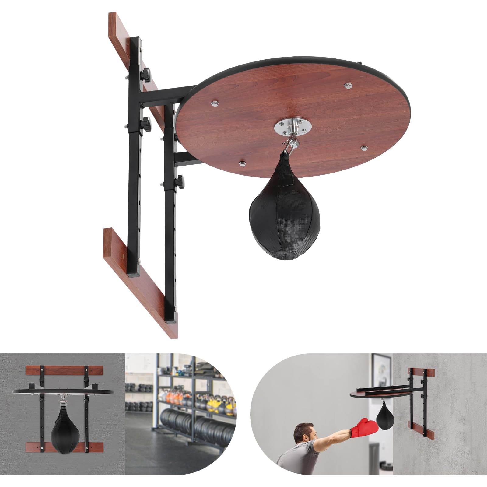 SHONFYVS Speed Bag Platform, 5 Adjustable Height Punching Bag, Household Boxing Speed Bag, 360° Swivel Punching Training Set, Wall-Mounted Boxing Fitness Kit for Gyms/Boxing Gyms/Martial Arts Gyms