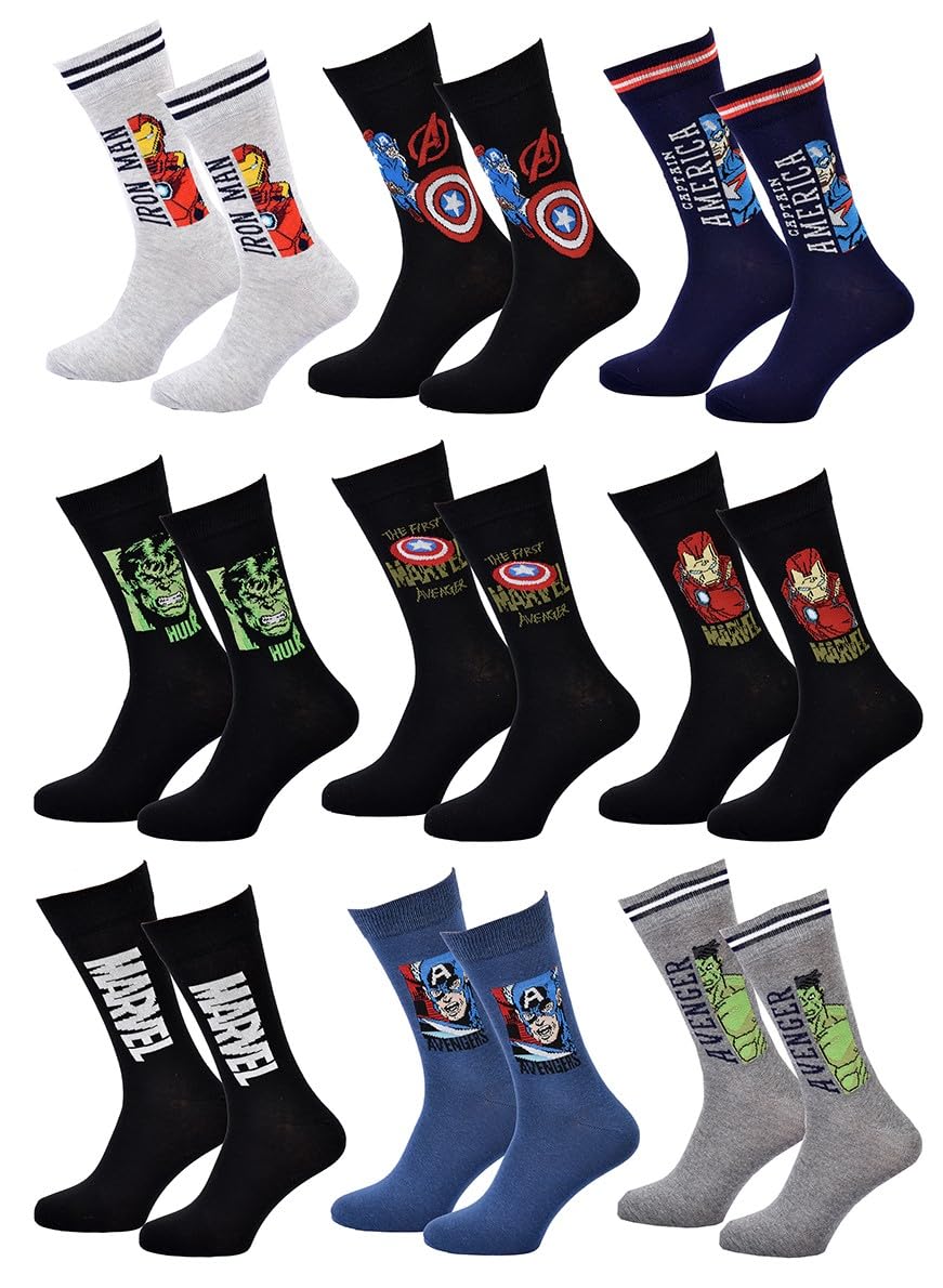 OZABI Skarpety męskie MARVEL AVENGERS, Opakowanie 9 par MARV24, 39-42 EU