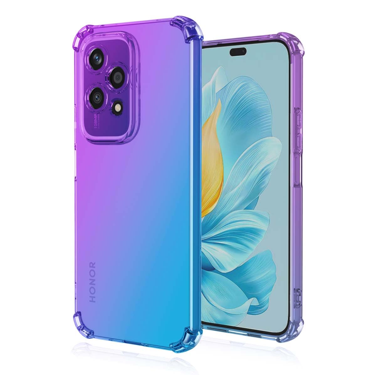 GOKEN Cover per Honor 90 PRO 5G, Custodia Trasparente con Bordo in Silicone TPU Morbido, Schiena in PC Rigido, Resistente, Antiurto - Case Soft - Bordo Grigio