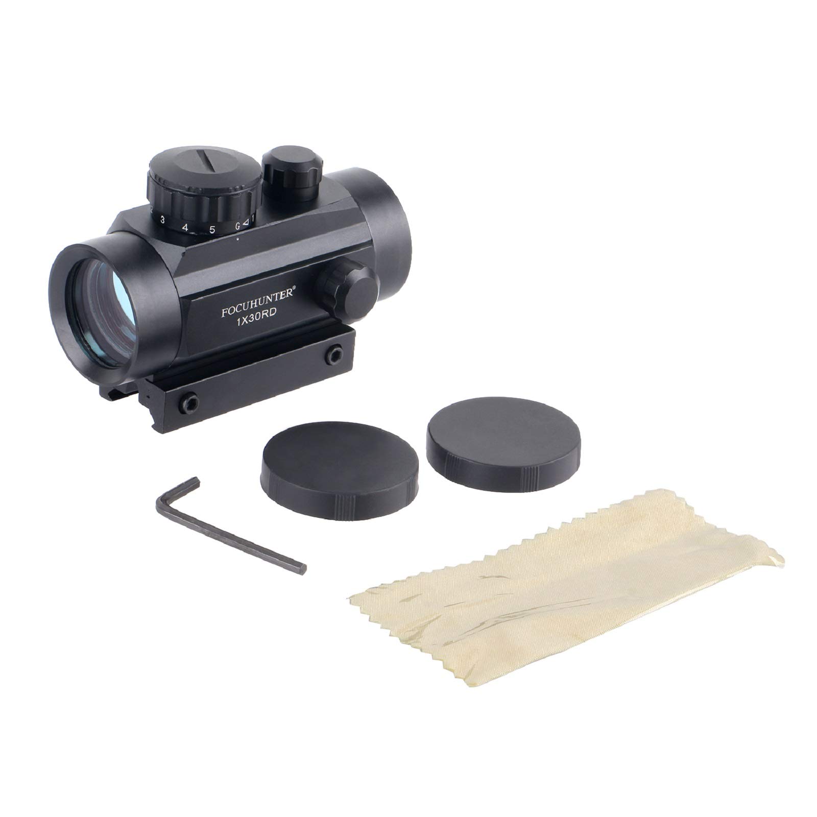 Optics Rot/Grün-Punktvisier 2MOA 1x30mm Beschlagfreies und stoßfestes taktisches beleuchtetes Zielfernrohr für Picatinny 20mm Schienenmontage und 11mm Schwalbenschwanzschienen