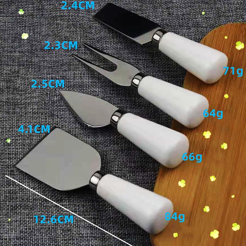 ONUIFIKE Silverware Set, 4/16/24/32 Pieces Of Creative Ceramic Handle Stainless Steel Cheese Cheese Knife And Fork Spatula Butter Knife Spread Knife Baking Tableware, Home Cutlery Flatware Set (Colo