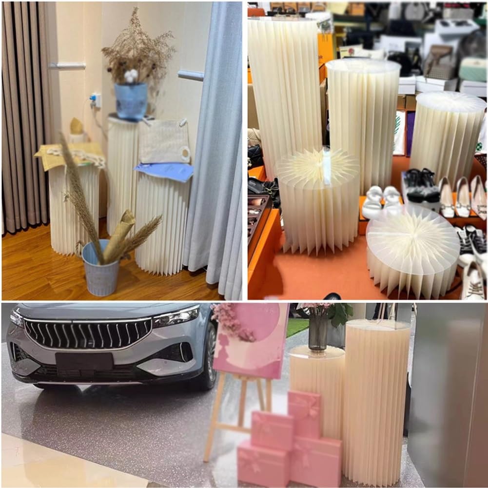Pedestales Cilíndricos De Papel Plegables | Estructura de panal de alta resistencia | Soporta hasta 165 libras | Plegables para un fácil almacenamiento(Rosso)