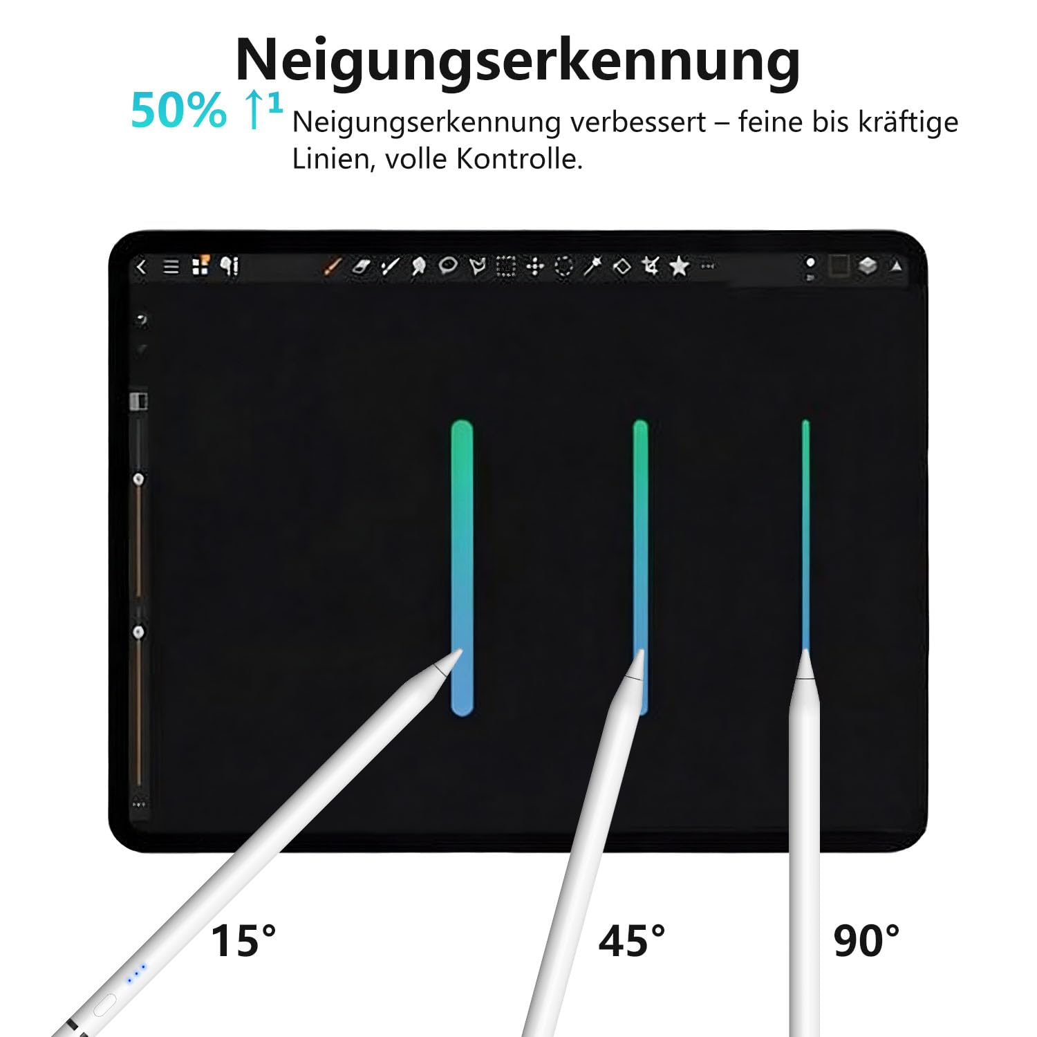 Pencil 1. Generation für Apple iPad, iPad Stift Mit Magnetische drahtlose Aufladung &Neigungssensitivität und Palm Rejection, Pencil USB C für iPad A16 11-6, Air 7/6/5/4/3, Pro M4/M3/M2, Mini 5/6