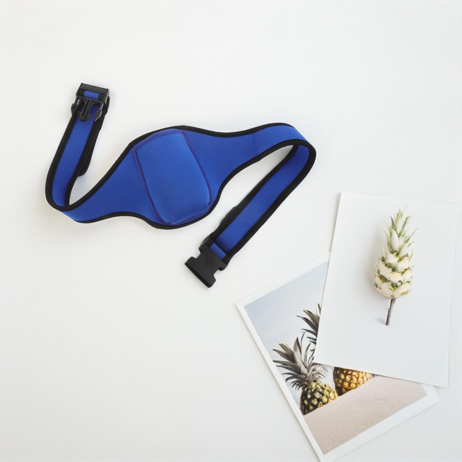 WOONEKY Lot de 2 Ceintures de Course en Néoprène Imperméable Ceinture de Yoga Fluorescente Verte et Bleue Porte-Téléphone Sport Léger et Ajustable pour Jogging Femme Marche Vélo et