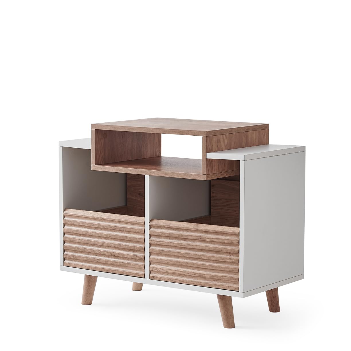 NorStone OSLO 800 Mobile in vinile per mobili in vinile – Elettronica Hifi – 2 cassetti portaoggetti – finitura bianco/rovere chiaro – 80 x 64 x 40 cm