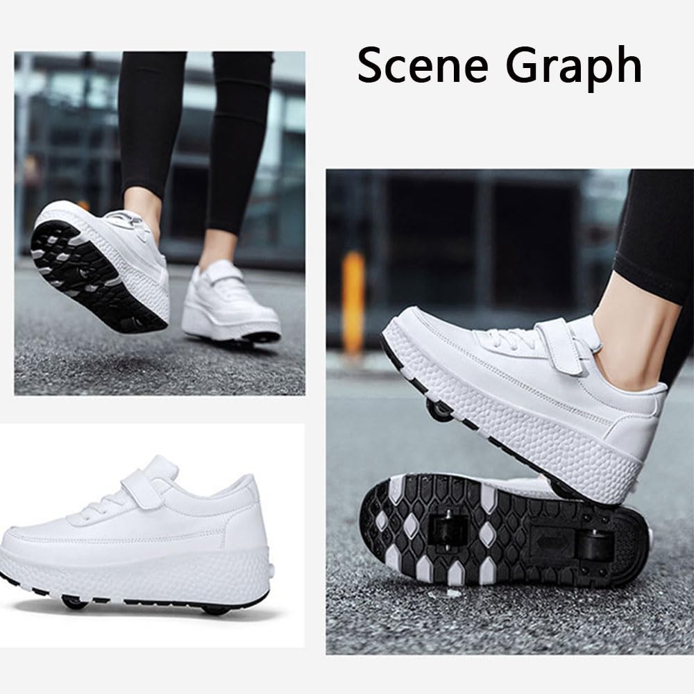 ENEN Chaussure a Roulette, Chaussures a roulettes Retractable Garçons, Mode Skateboard Baskets avec Roulette Enfant Fille, Roller 2 Roues Adolescents pour Intérieur Extérieur