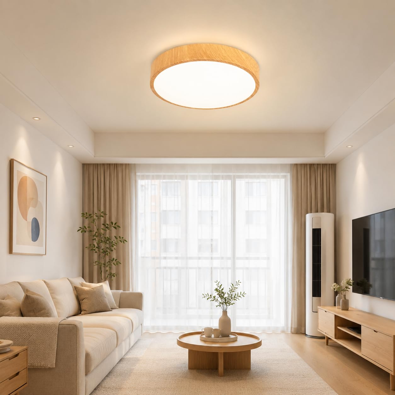 BARCELONA LED Plafon LED CCT 24W Ø40cm Efekt Drewna