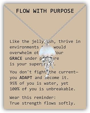 SEIRAA Jellyfish Necklace Jellyfish Lover Gifts Sea Jelly Jewelry Marine Biology Gifts Ocean Creature Necklace