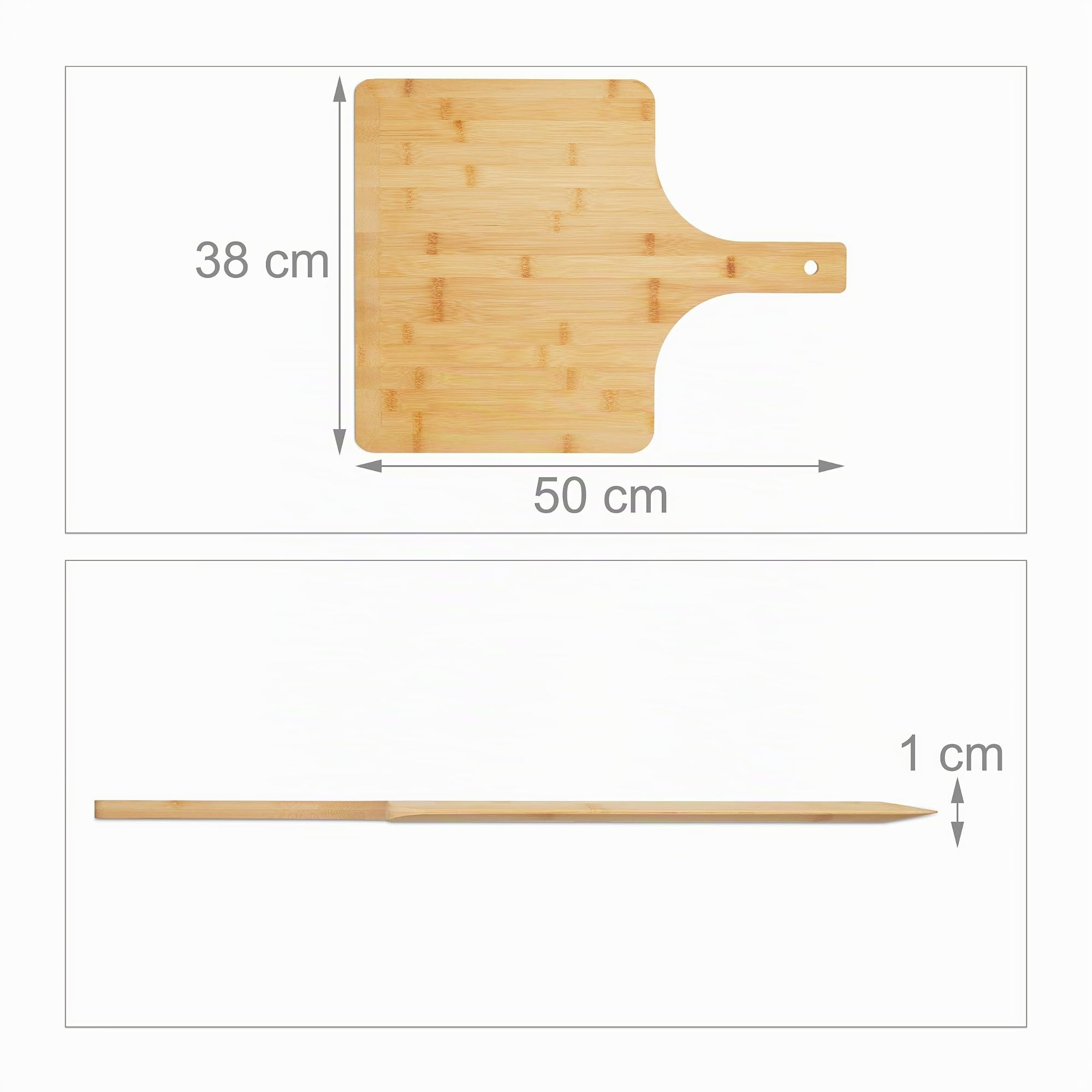 Relaxdays 2 Palas Pizza Extragrandes, Paleta Pizzería Formato Cuadrado, Espátula Bambú para Pan, 50x38 cm, Natural